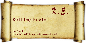 Kolling Ervin névjegykártya
